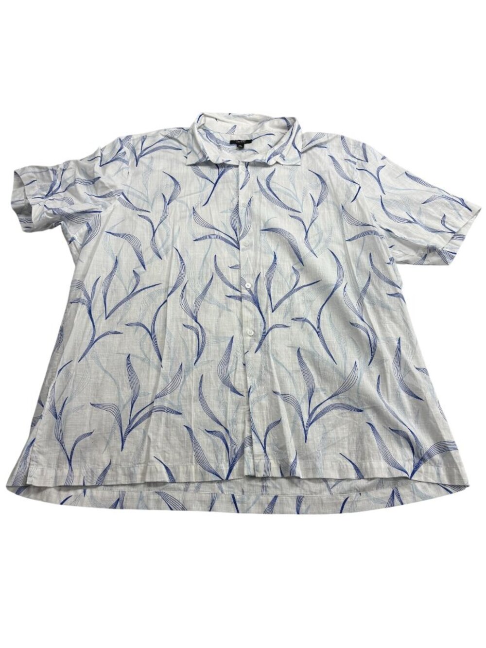 Alfani Mens 3XL Blue & White Floral Short Sleeve Button-Up Shirt